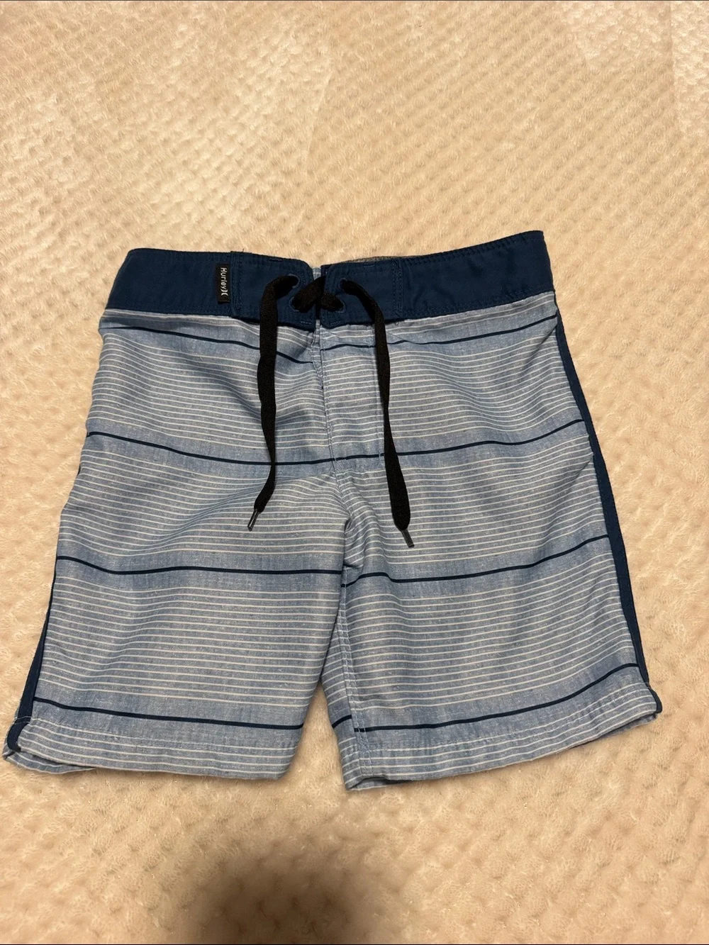 Hurley Blue & Navy Boys' Stripe Swim Trunks